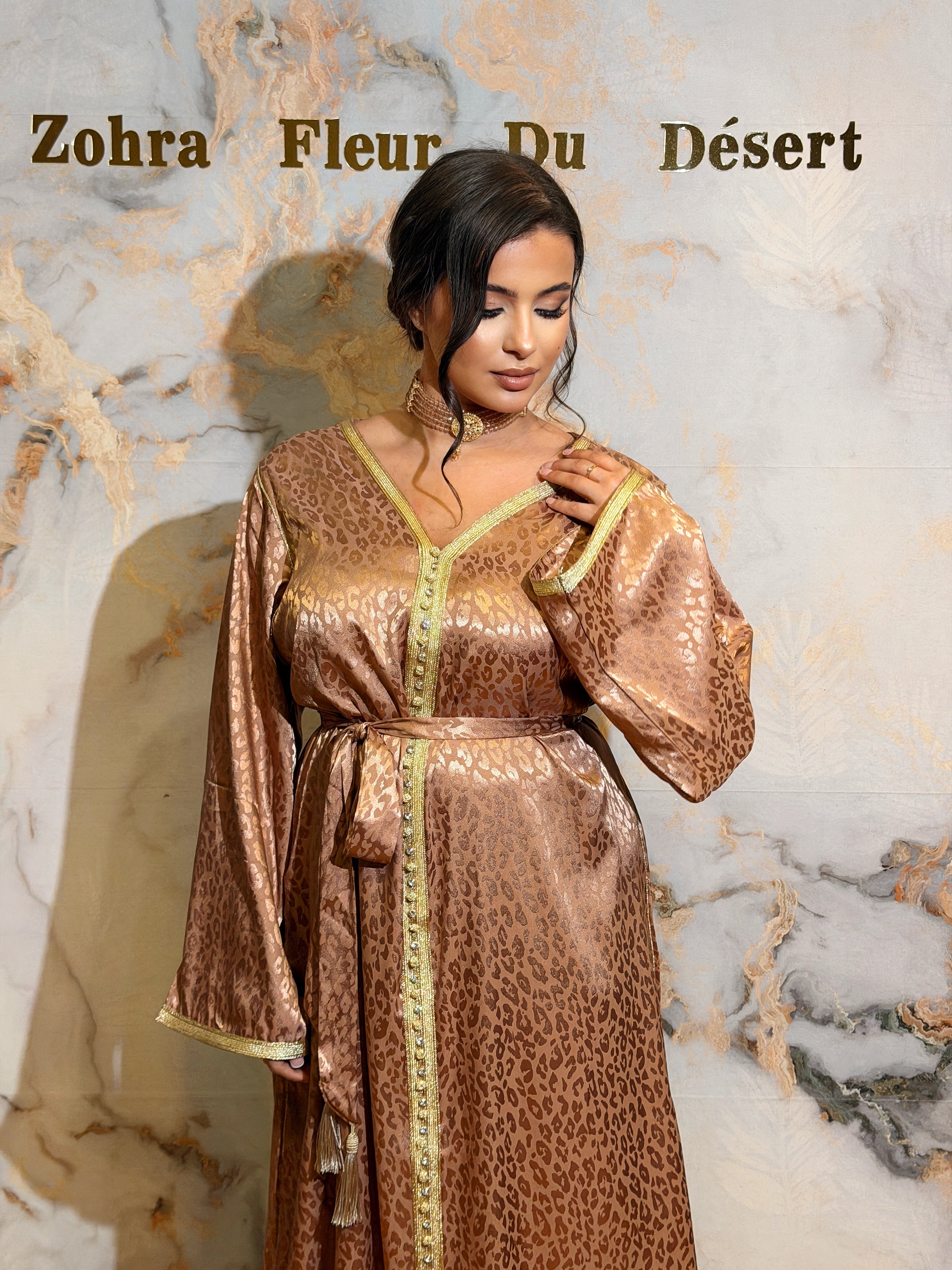 Caftan léopard - avec ceinture